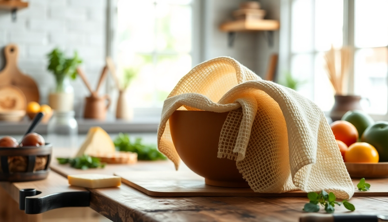 Gebruik van kaasdoek voor het uitlekken van ingrediënten in de keuken.