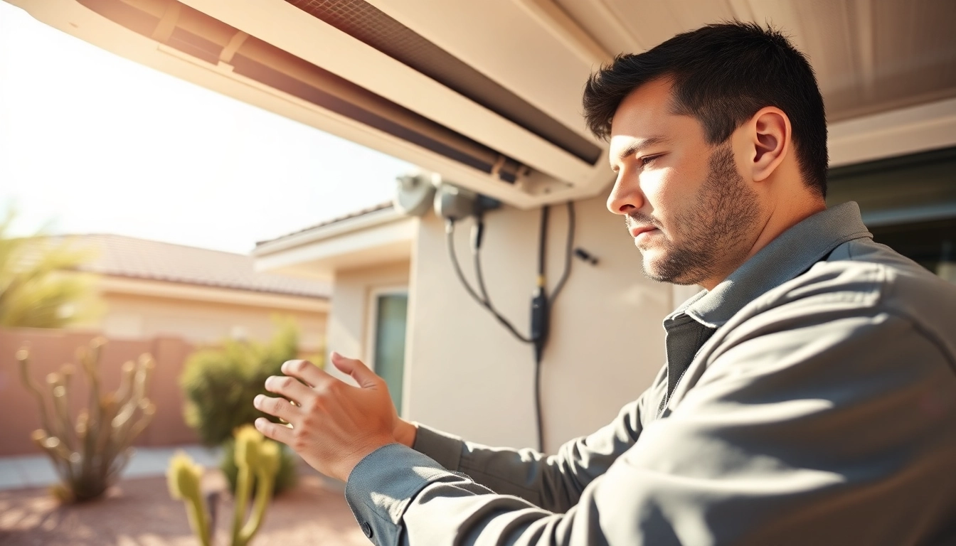 Expert technician performing ac repair phoenix az in a sunny residential environment.